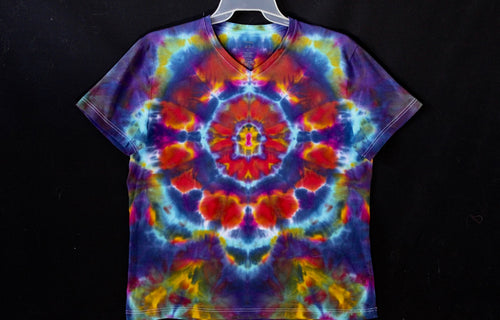 V neck Stretch  T shirt Large #3113 Mandala design $80